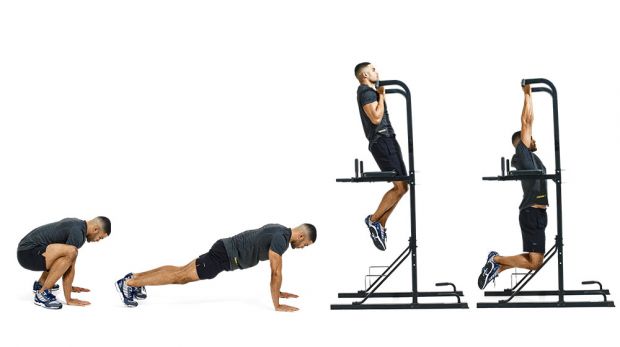 Burpee to chin-up -تمرین فول بادی با وزن بدن Burpee to chin-up -تمرین فول بادی با وزن بدن